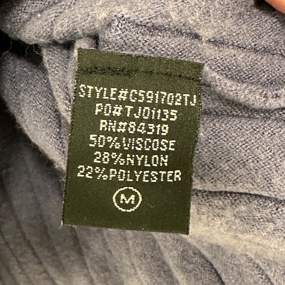 Cyrus Women's Medium Blue Ribbed Knit Scoop Neck Long Sleeve Peplum Top M - Picture 3 of 6